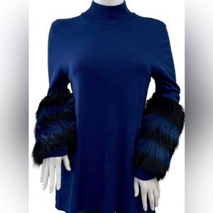 Royal Blue Dress/top Faux Fur blue Cuffs  women’s XL